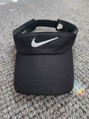Nike Black Visor with White Swoosh Logo